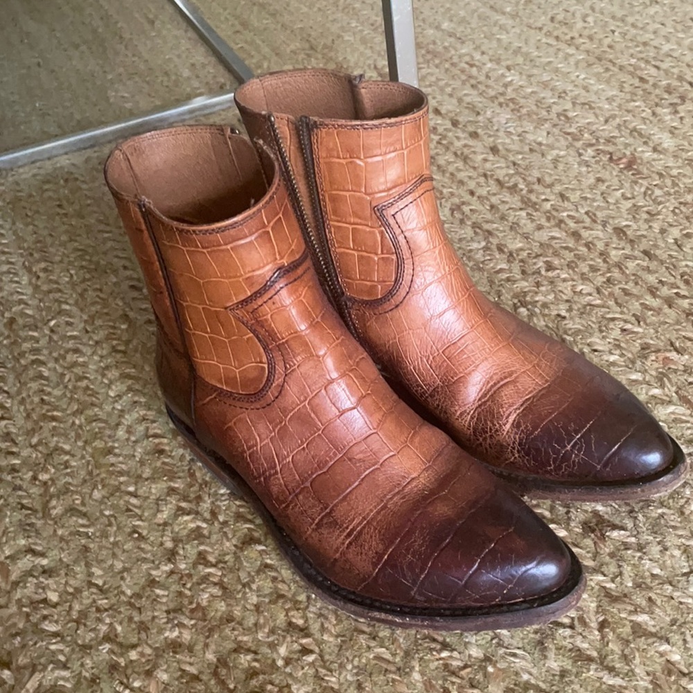 Frye alligator embossed ankle boots
